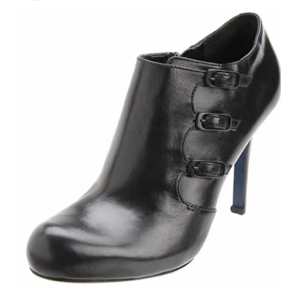 Maria Sharapova by Cole Haan‎ Black Leather Ankle Boots Buckle Stiletto Heels 7B